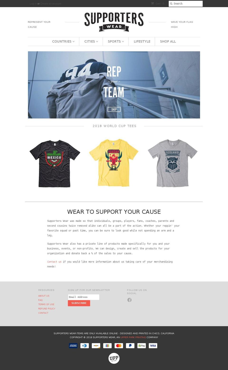 supporterswear.com shopify website screenshot