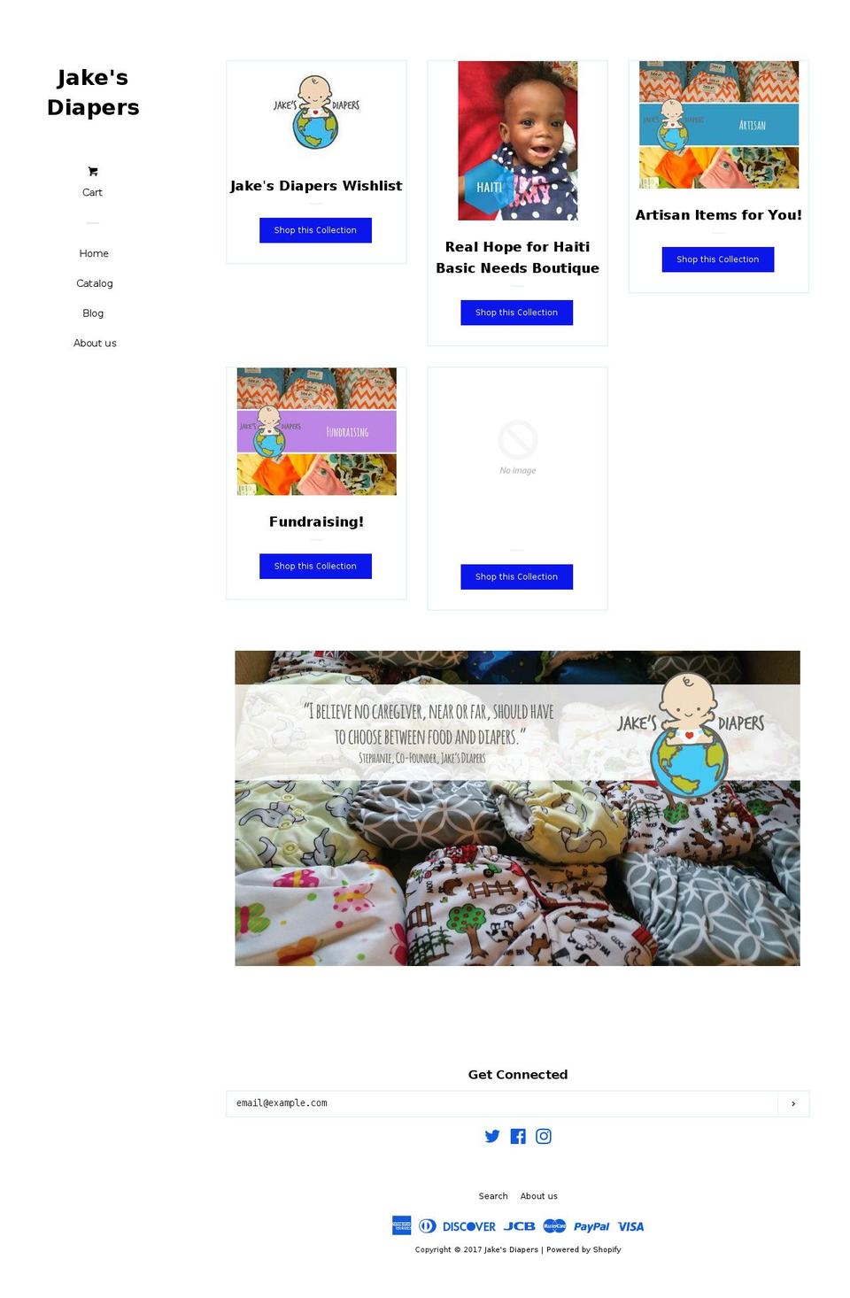 supportjakesdiapers.com shopify website screenshot