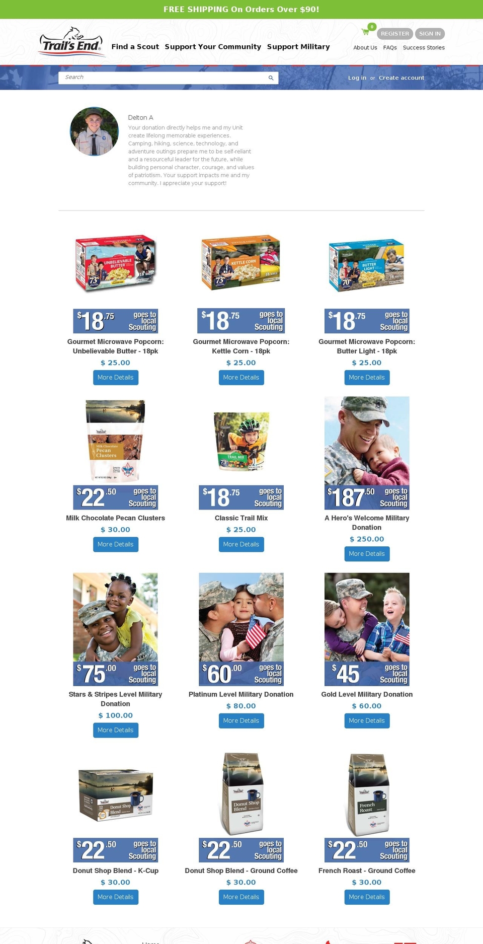 supportscouts.com shopify website screenshot