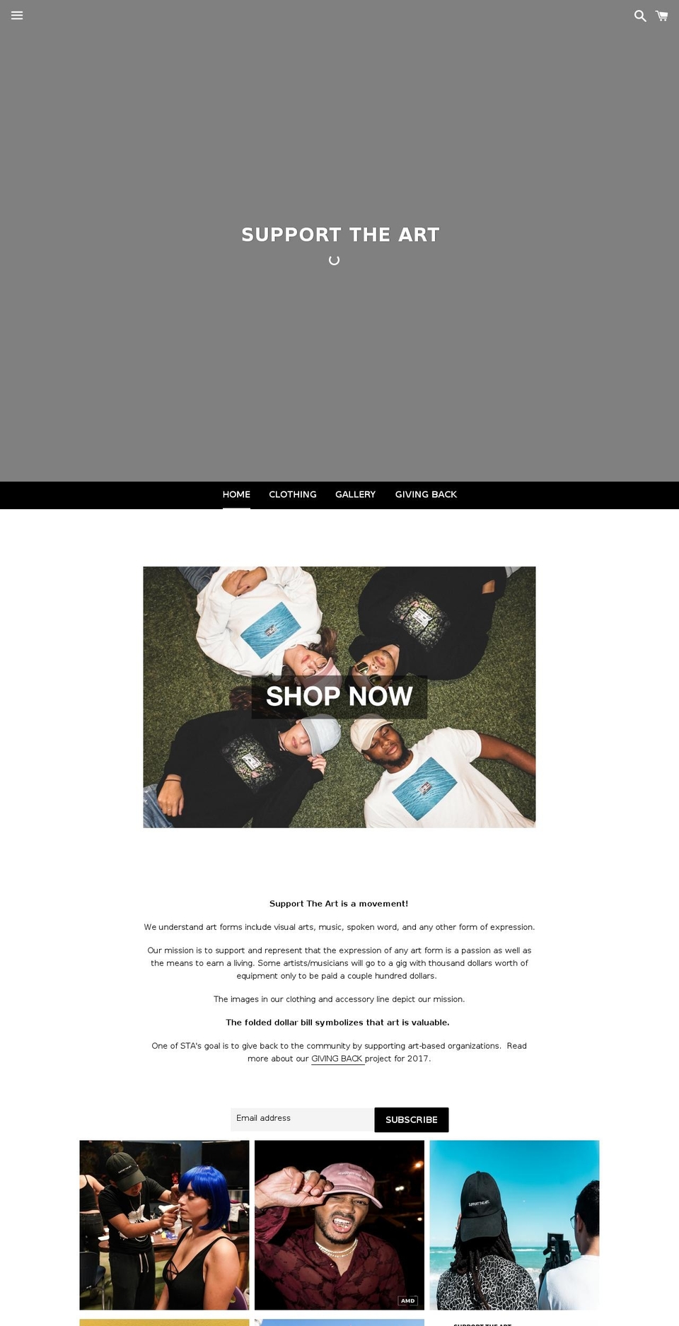 supporttheartmovement.com shopify website screenshot