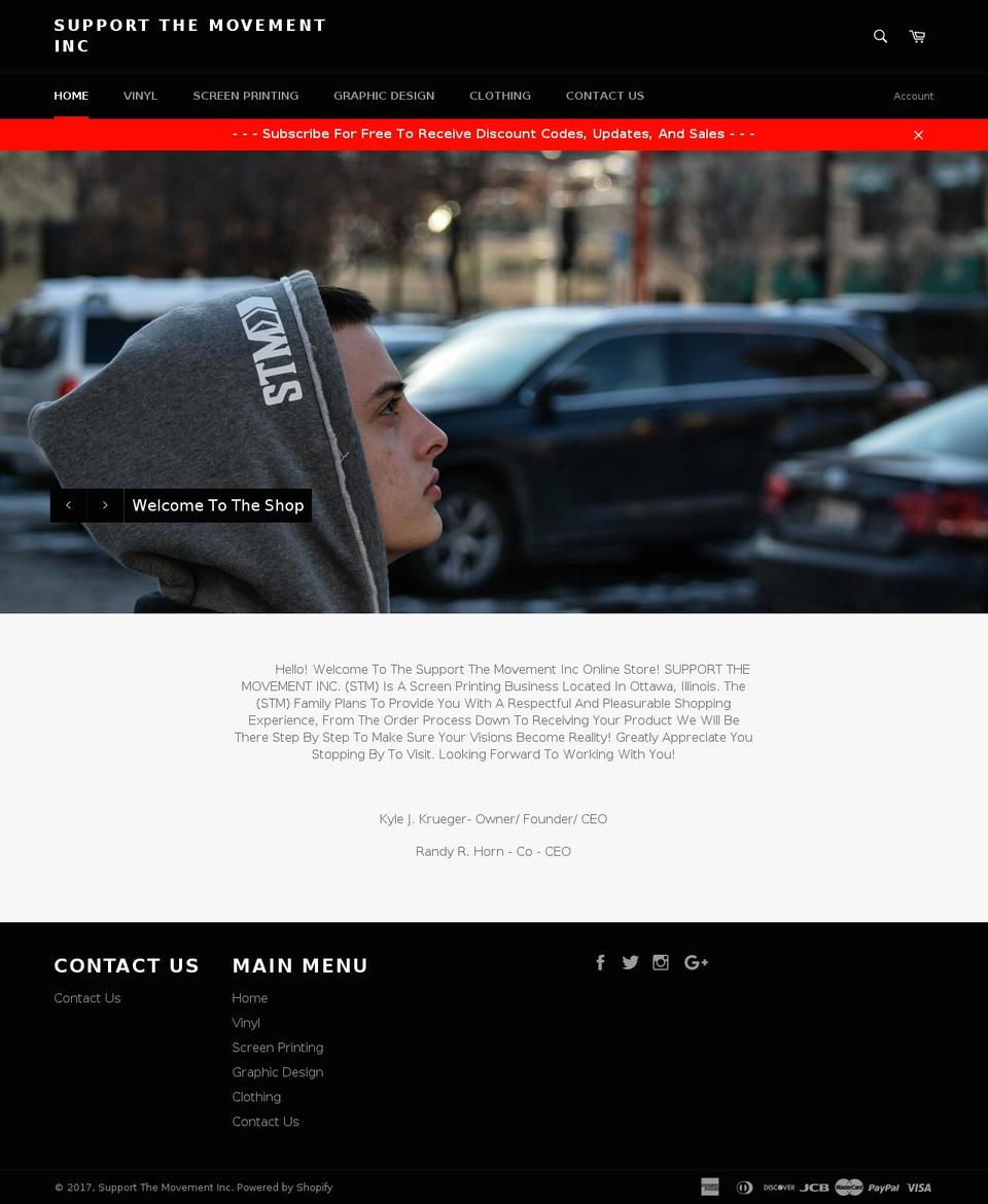 supportthemovementinc.com shopify website screenshot