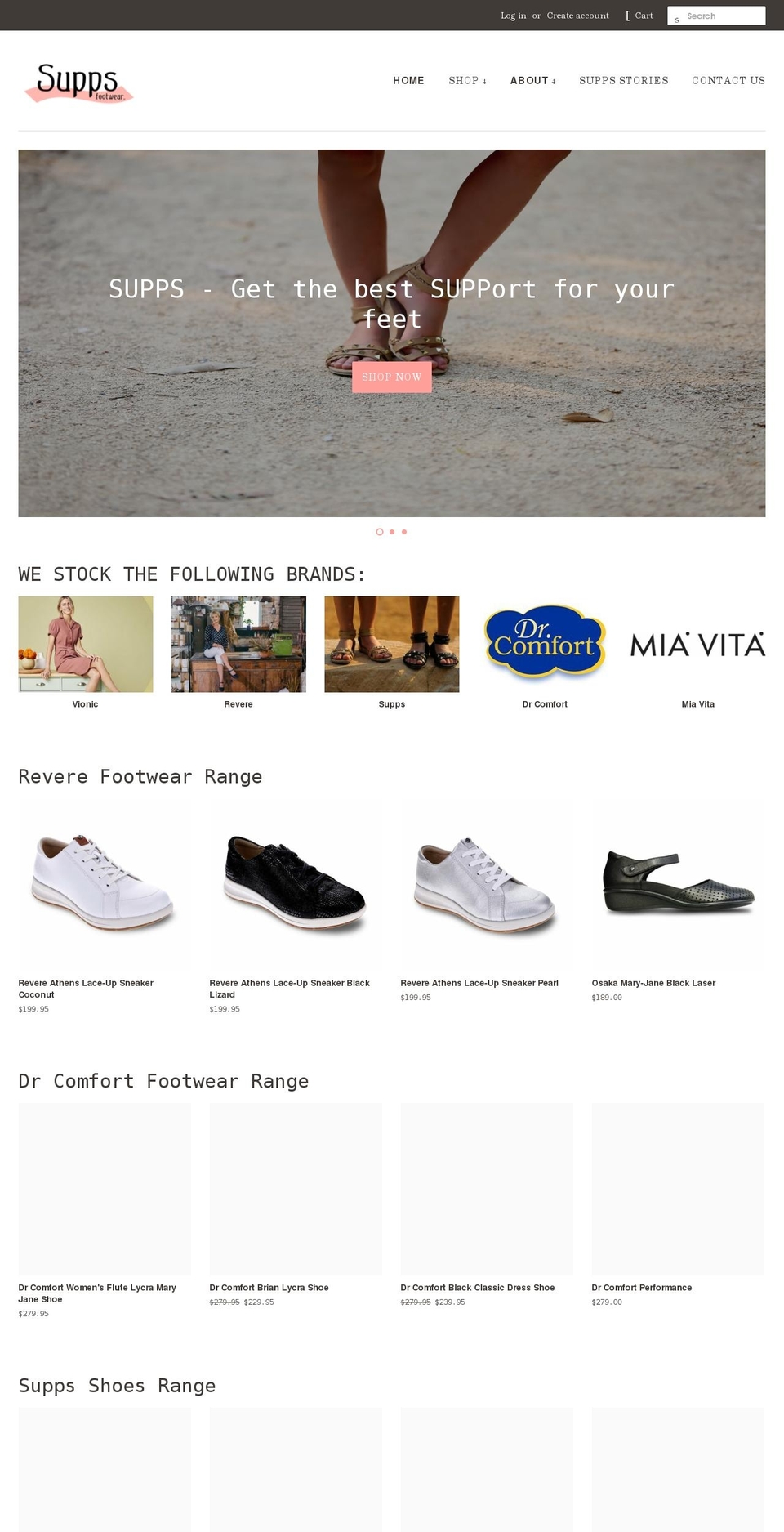 suppsfootwear.com.au shopify website screenshot