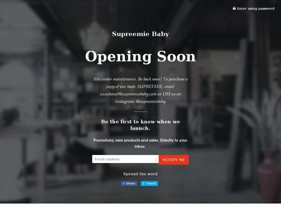 supreemiebaby.com shopify website screenshot