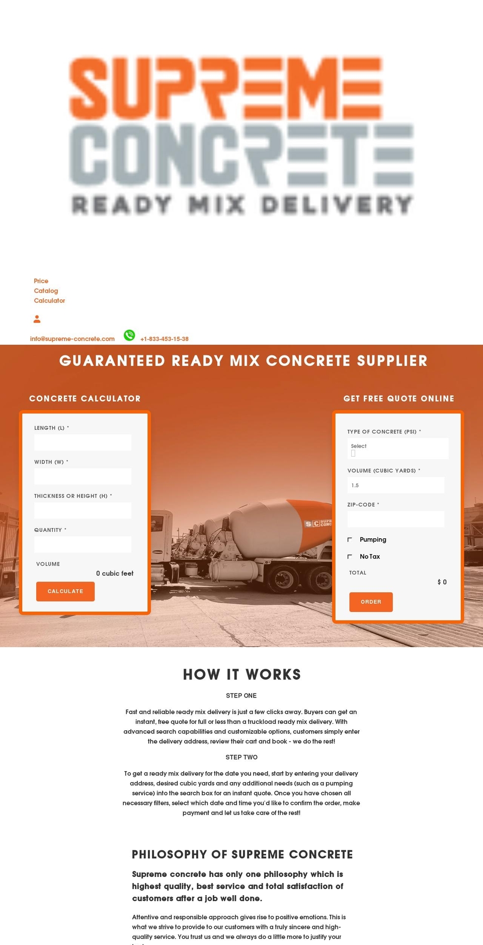 supreme-concrete.com shopify website screenshot