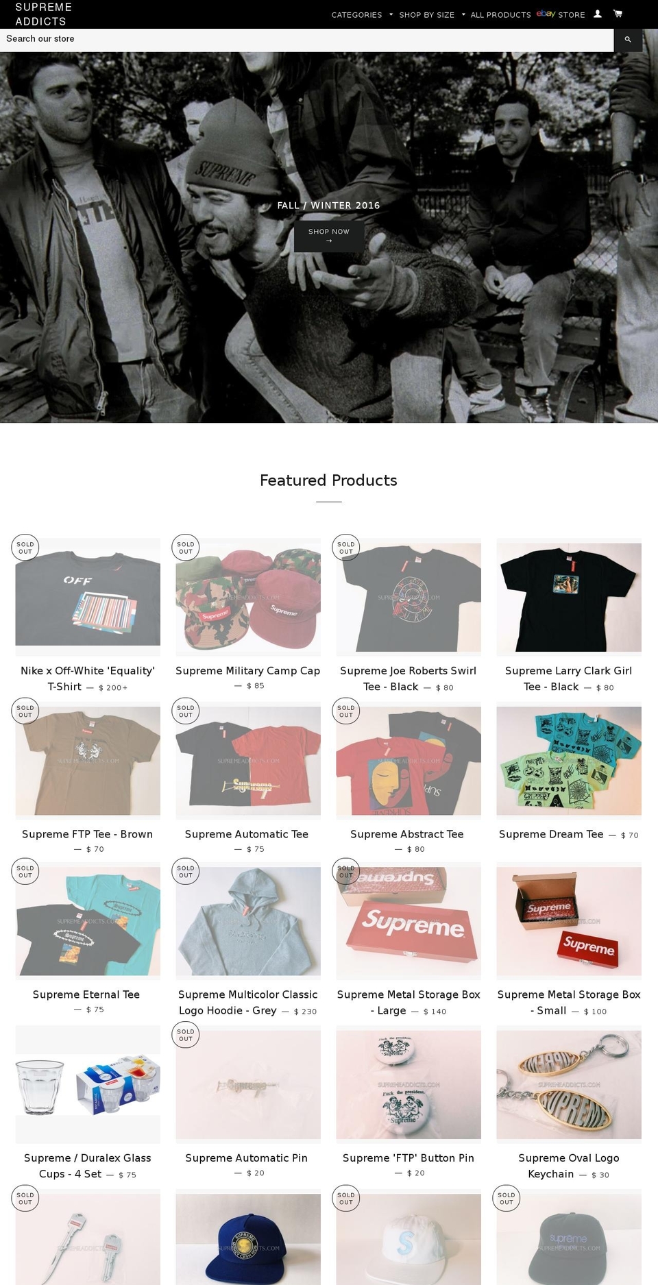 supremeaddict.com shopify website screenshot