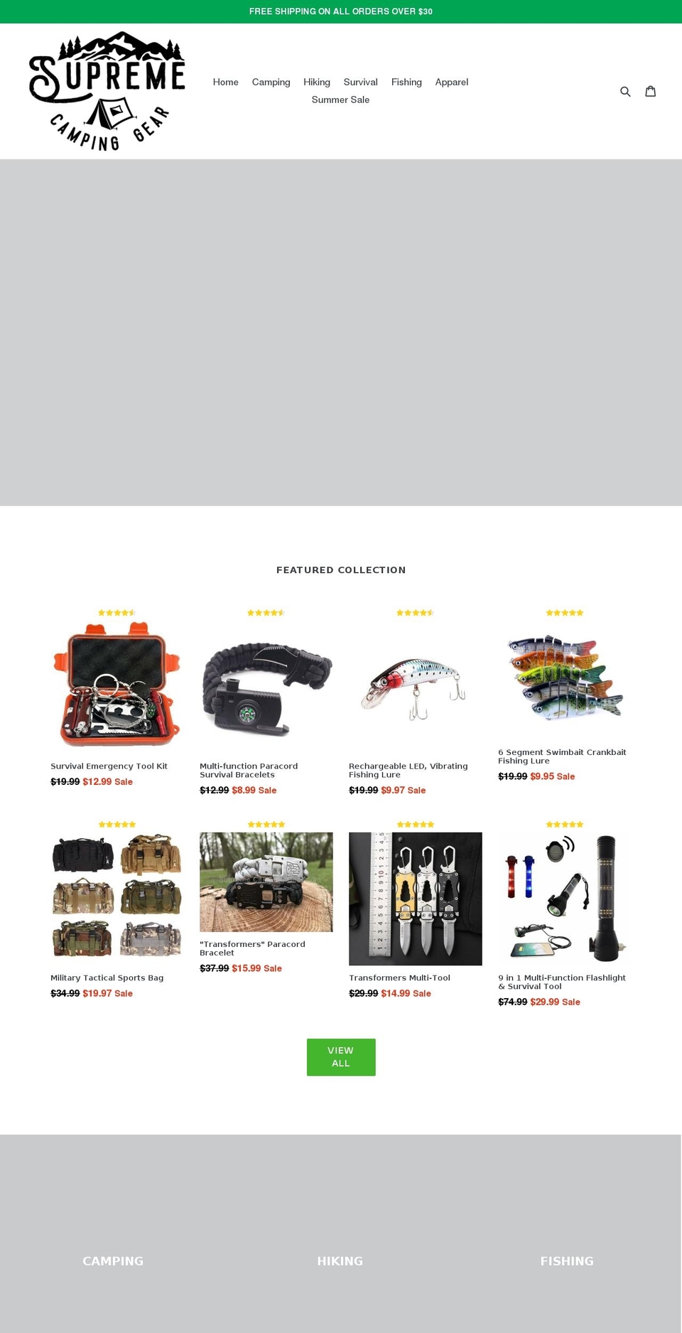supremecampinggear.com shopify website screenshot