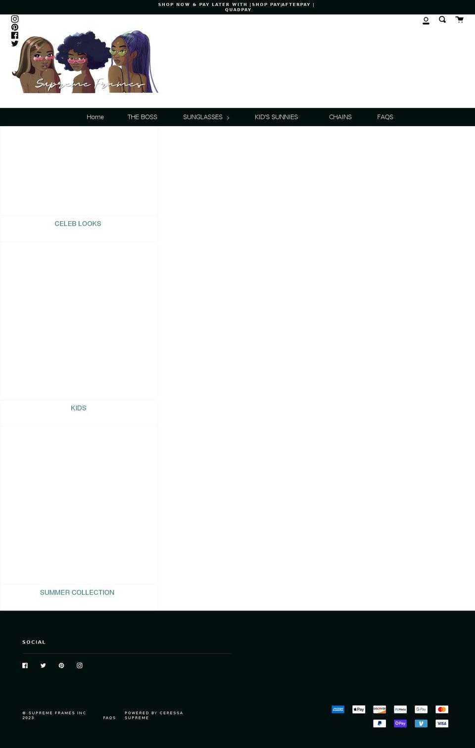 supremeframesinc.com — Shopify storefront screenshot