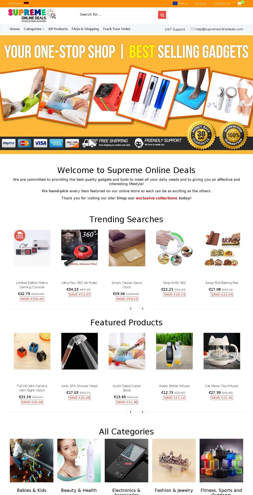supremeonlinedeals.com — Shopify storefront screenshot