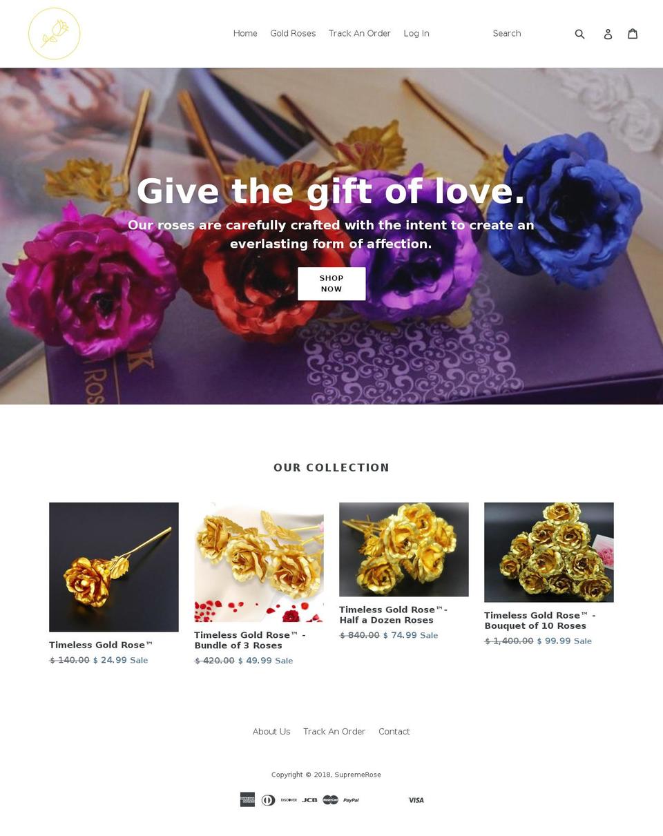 supremerose.com shopify website screenshot