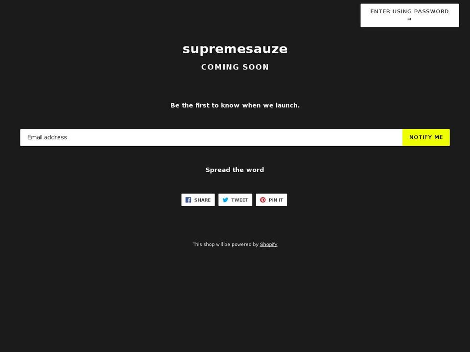 supremesauze.com — Shopify storefront screenshot