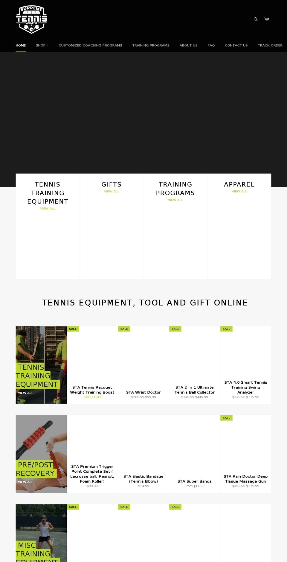 supremetennisathletes.com — Shopify storefront screenshot