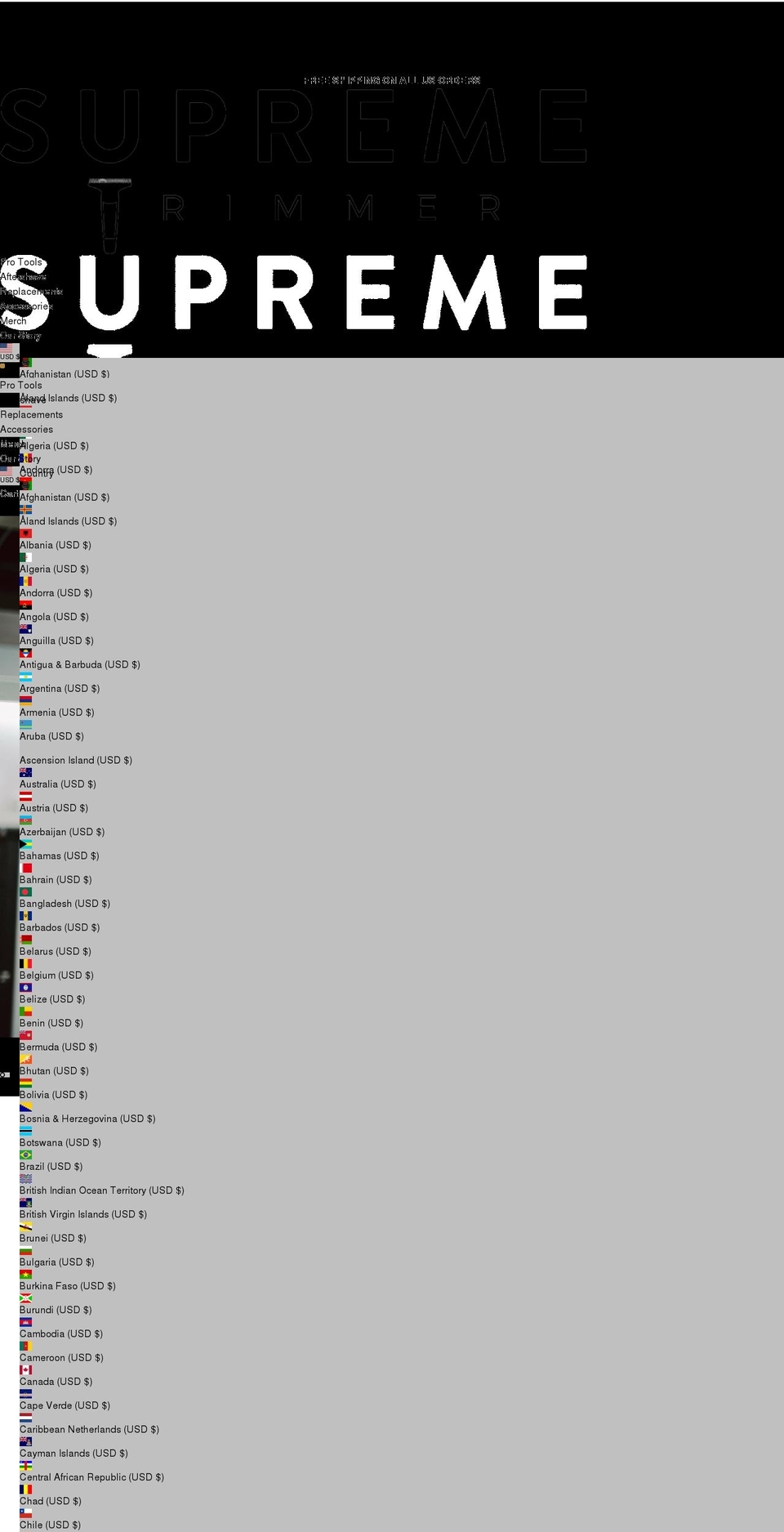 supremetrimmer.com shopify website screenshot