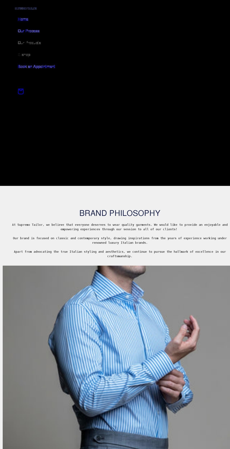 supremotailor.com shopify website screenshot