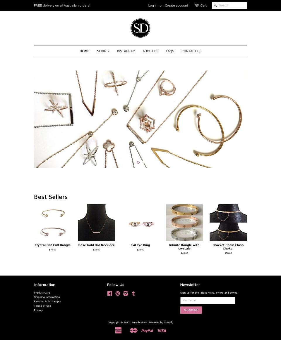 suradesires.com shopify website screenshot