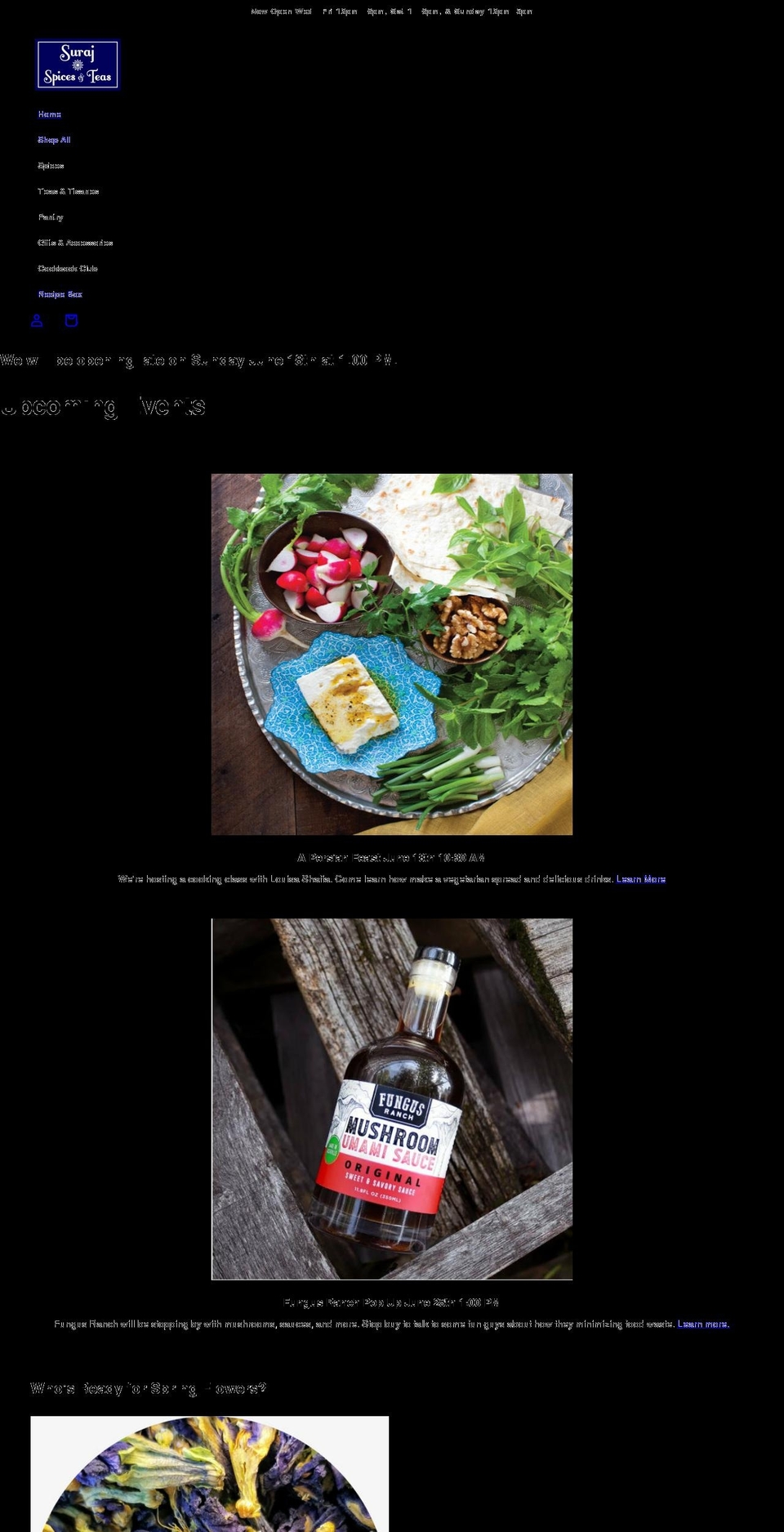 surajspicesteas.com shopify website screenshot