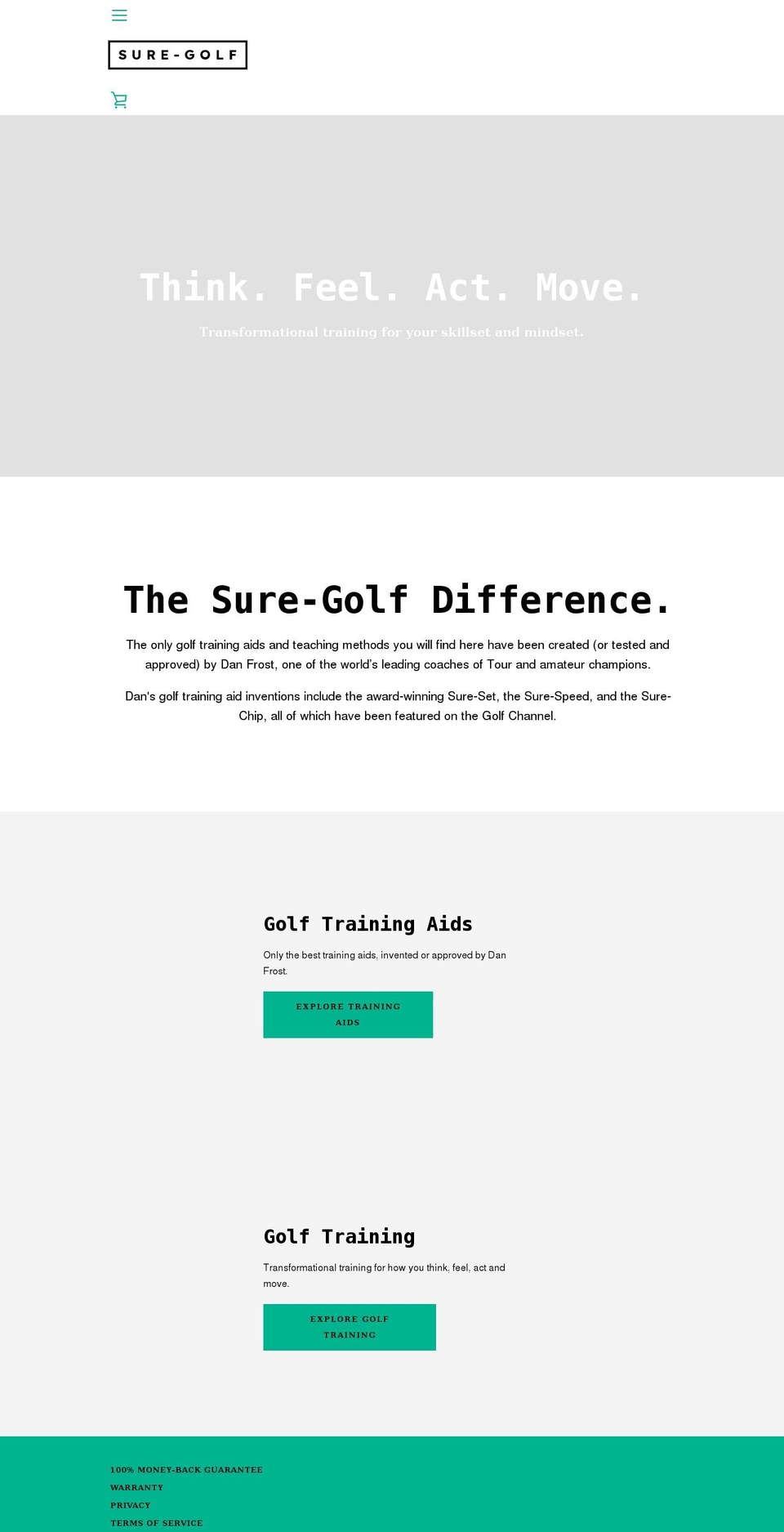 sure-golf.com shopify website screenshot