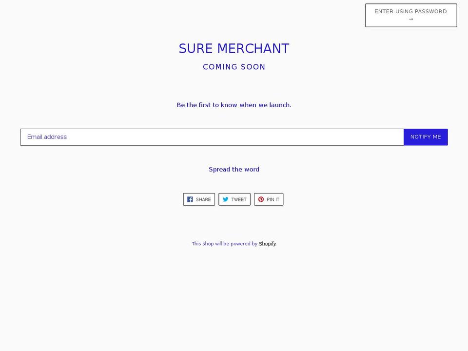 sure-merchant.com — Shopify storefront screenshot