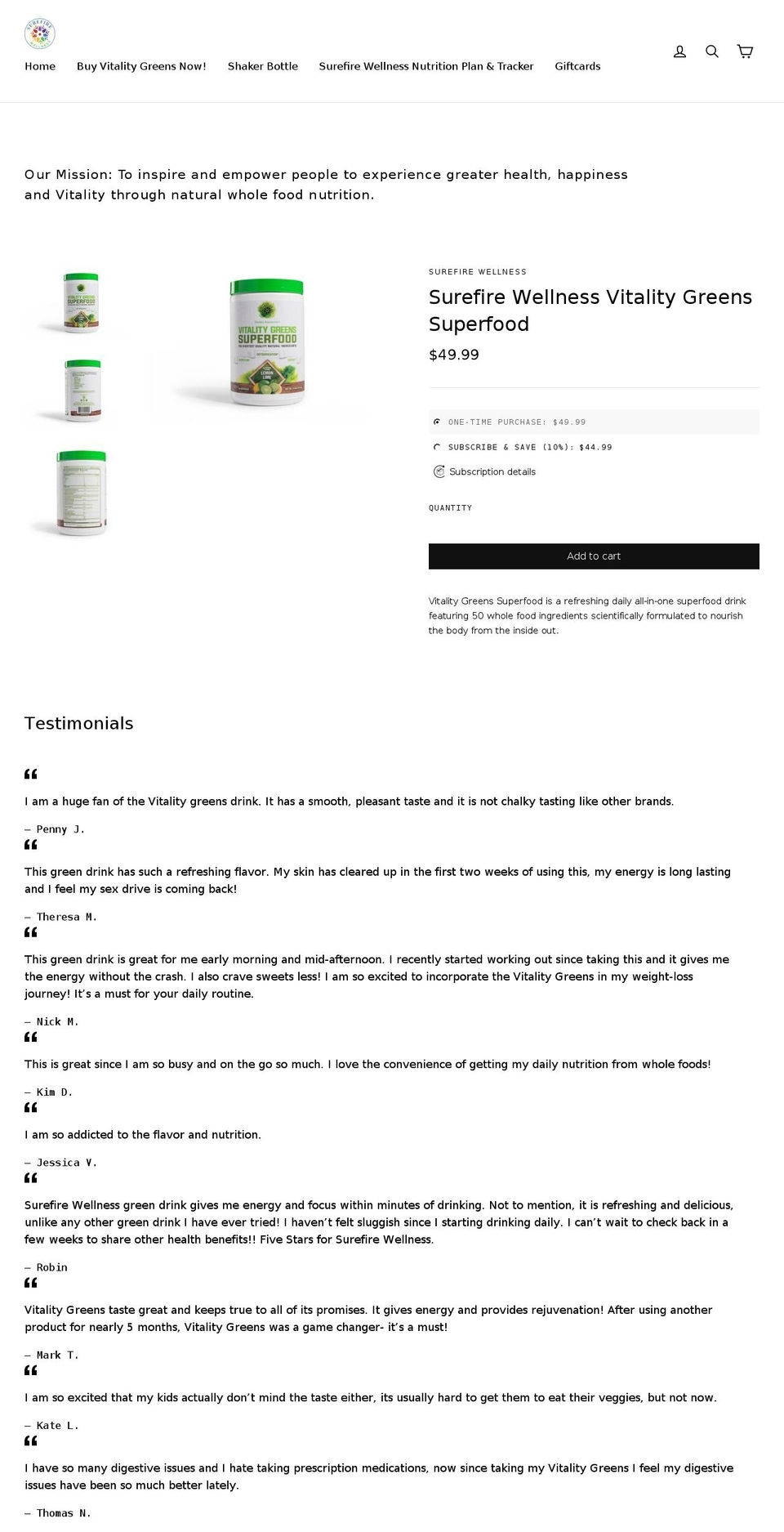 surefirewellness.com — Shopify storefront screenshot