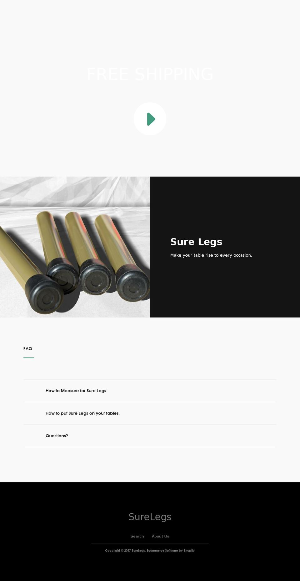 surelegs.com shopify website screenshot