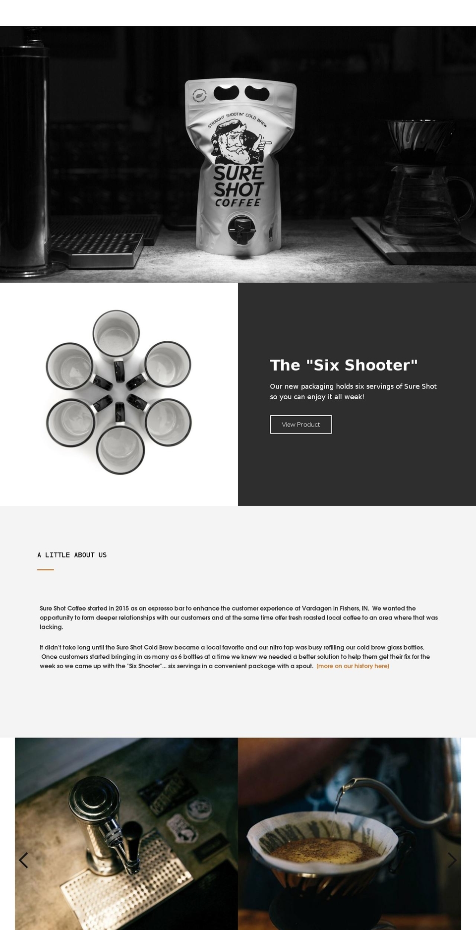 sureshotcoffee.com shopify website screenshot