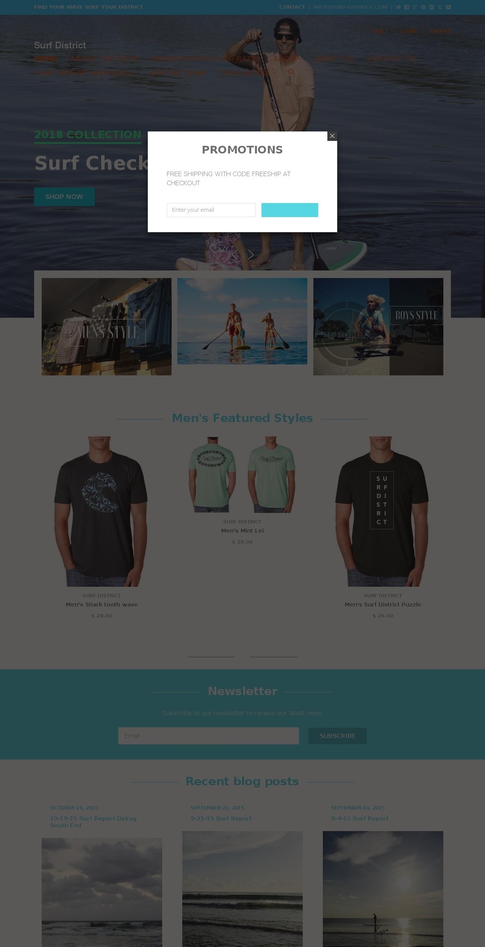 surf-district.com — Shopify storefront screenshot