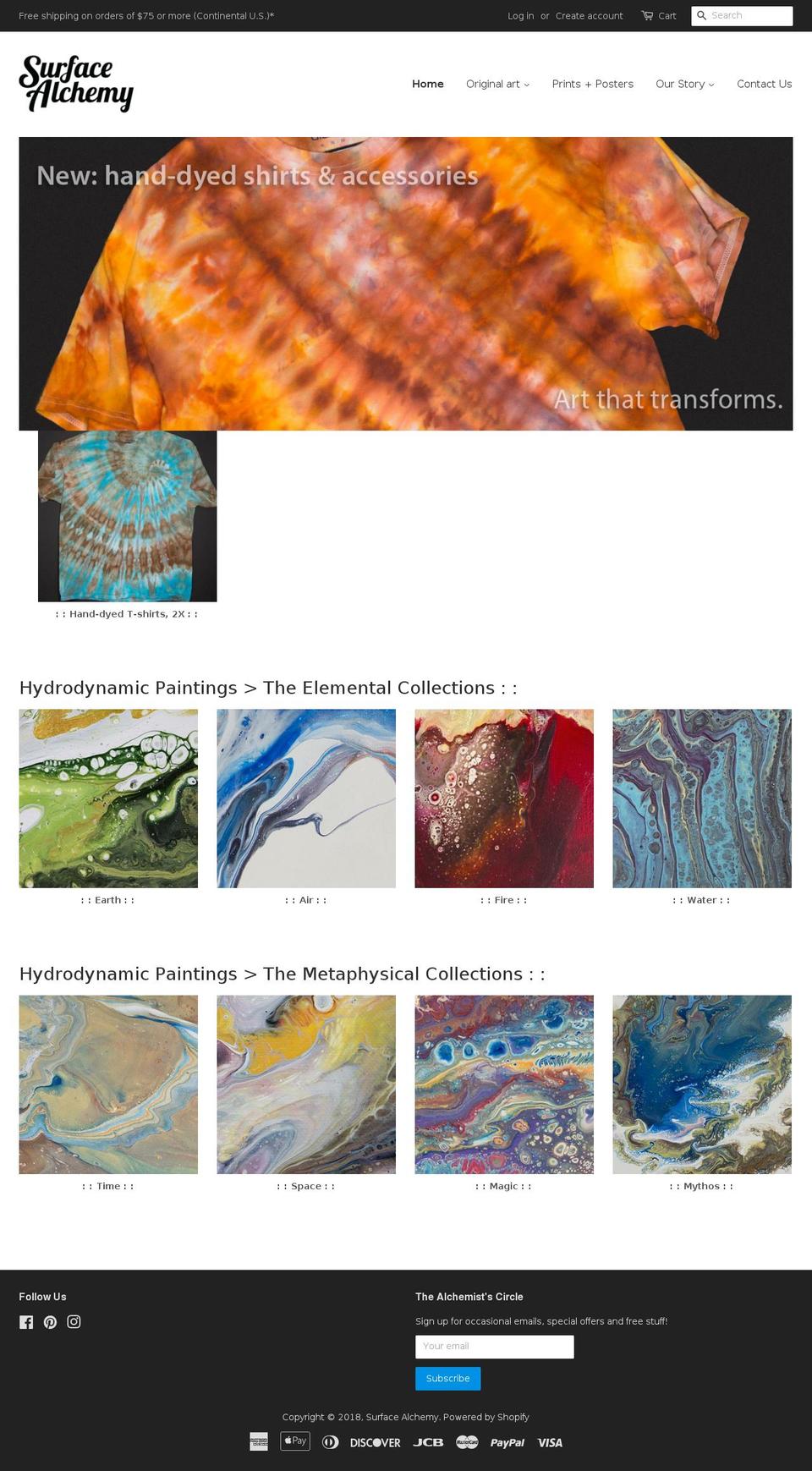 surfacealchemy.com — Shopify storefront screenshot