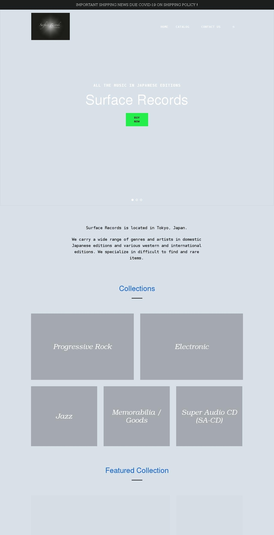 surfacerecordsjapan.com shopify website screenshot