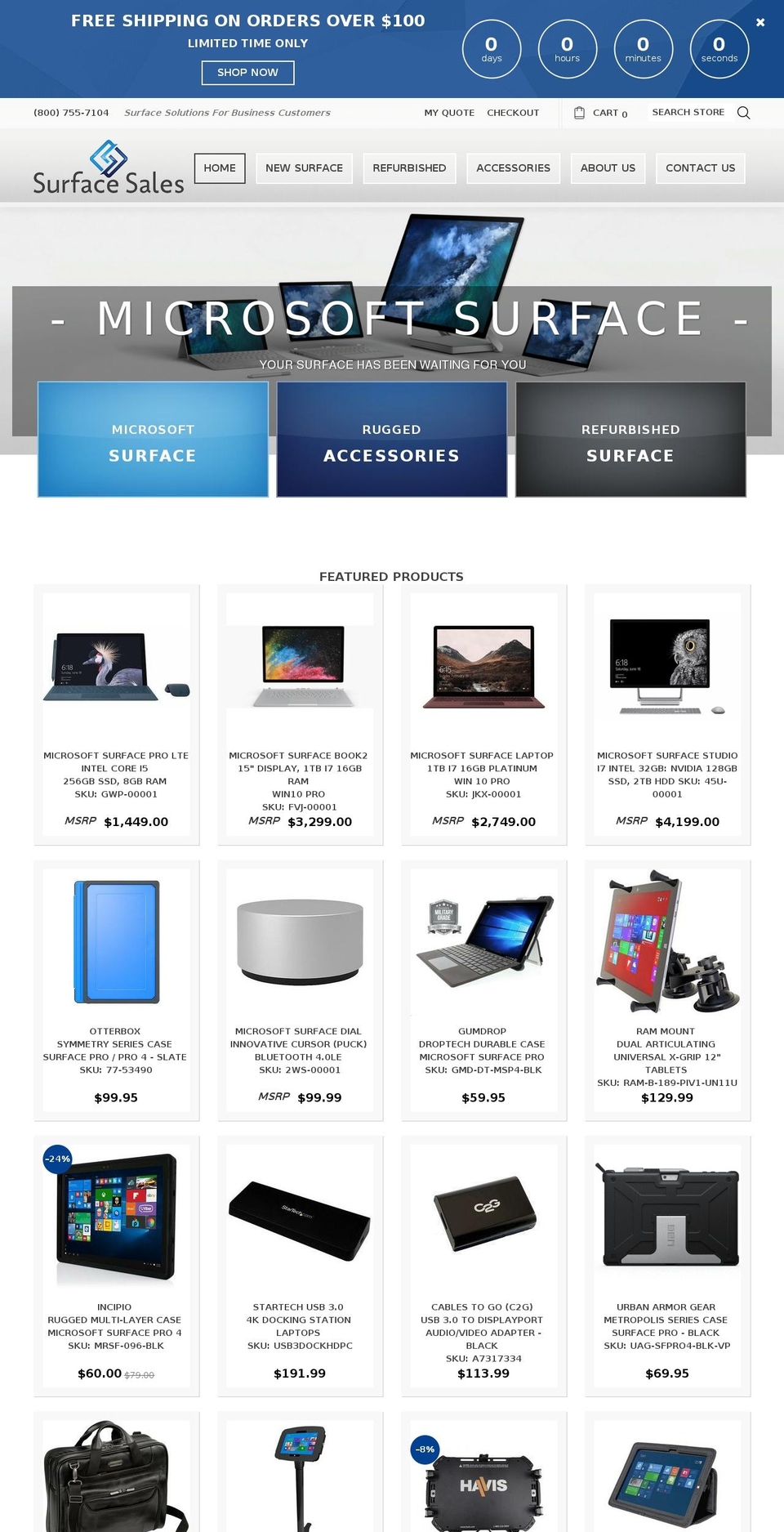 surfacesales.com shopify website screenshot