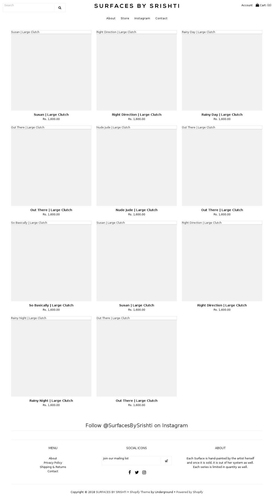 surfacesbysrishti.com — Shopify storefront screenshot