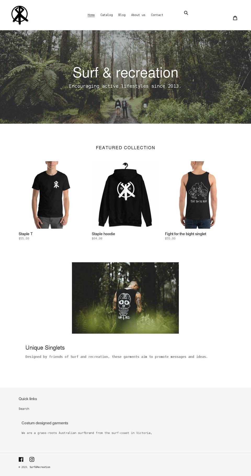 surfandrec.com shopify website screenshot