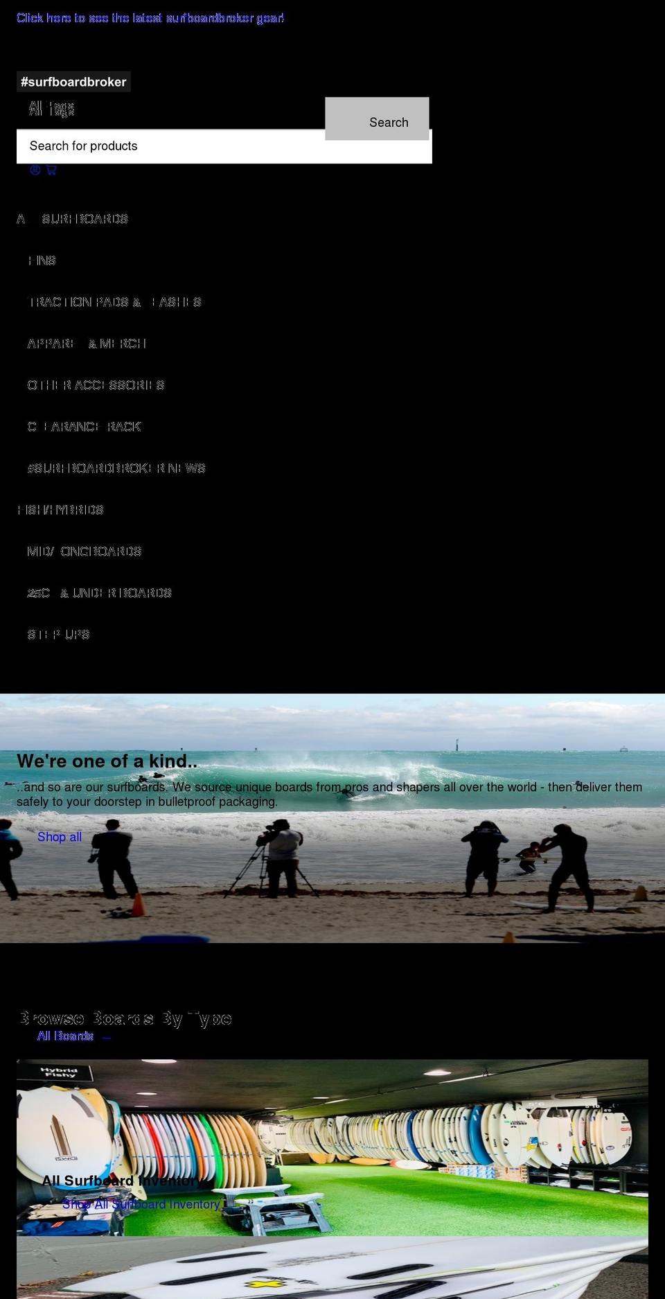 surfboard-broker.myshopify.com — Shopify storefront screenshot