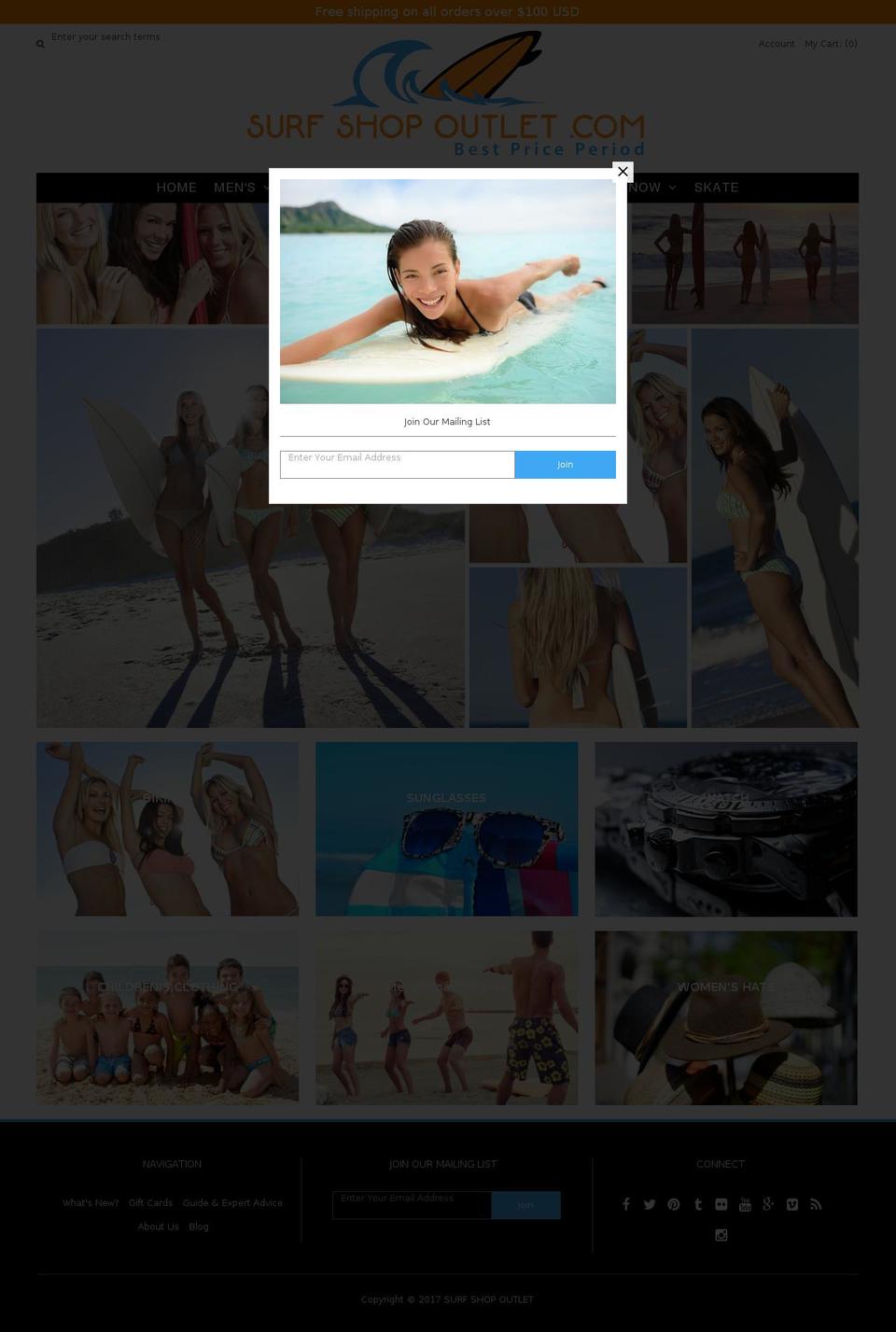 surfboardoutletstore.com shopify website screenshot