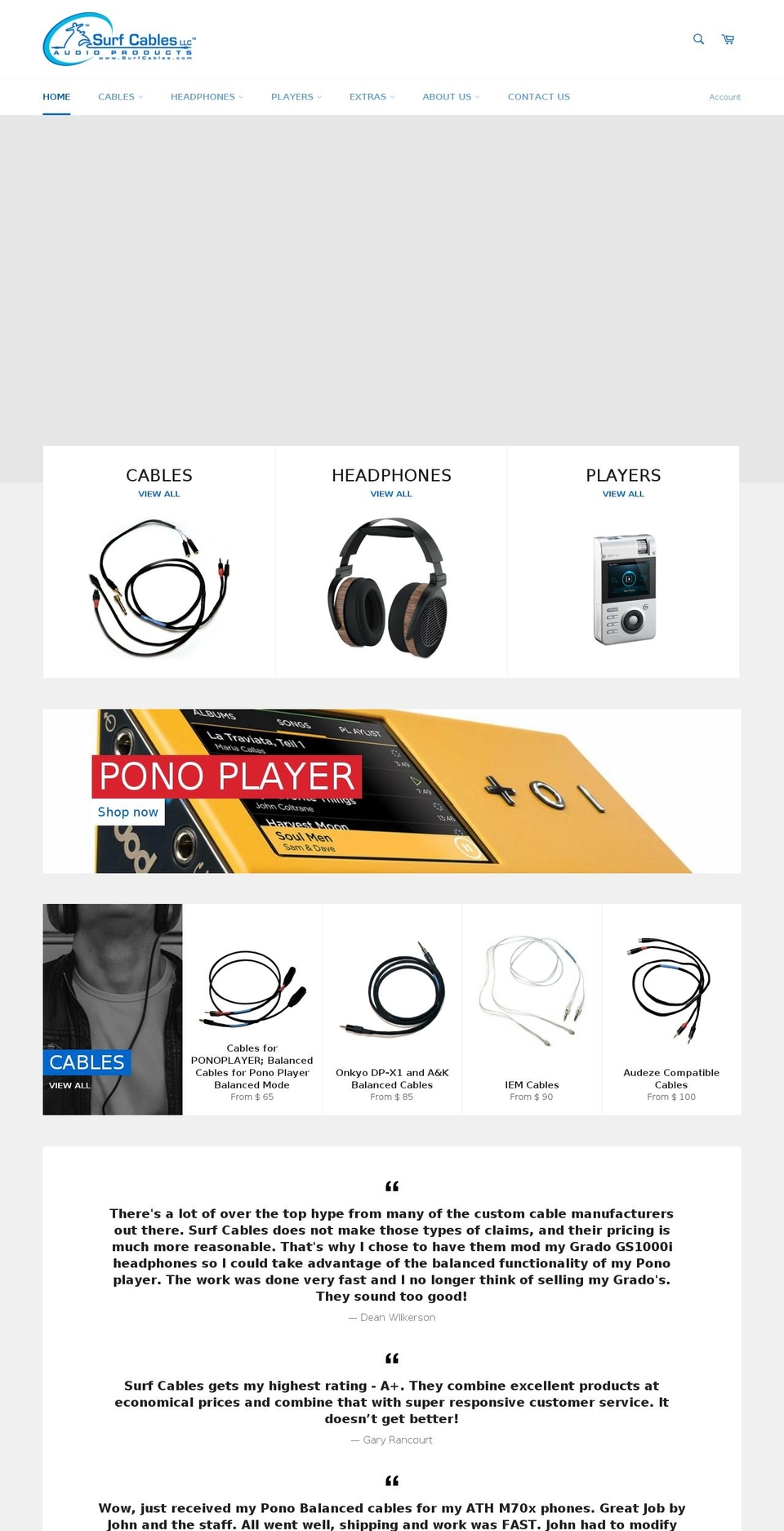 surfcable.com shopify website screenshot