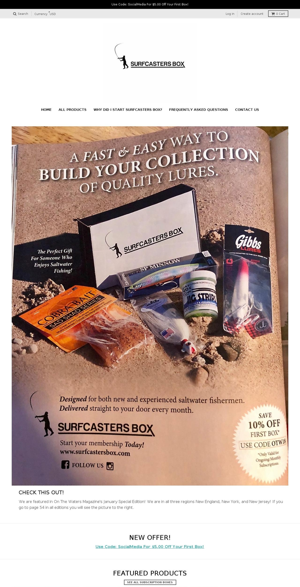 surfcastersbox.com — Shopify storefront screenshot