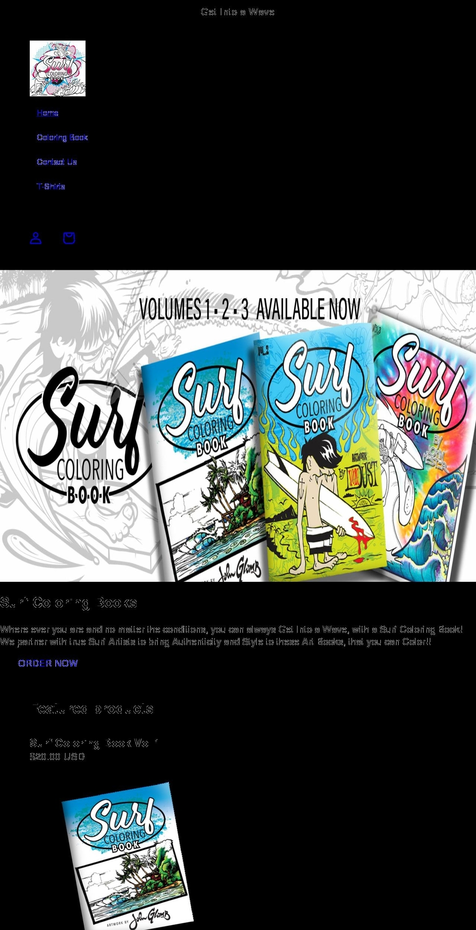 surfcoloringbook.com shopify website screenshot