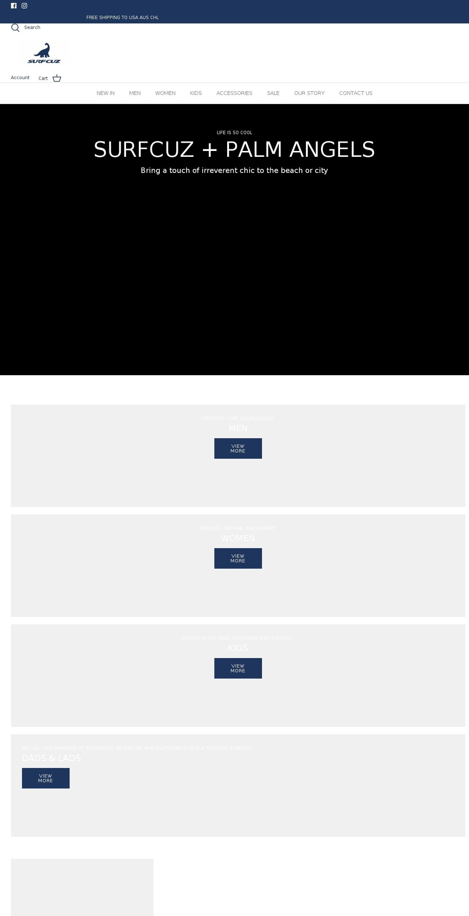 surfcuz.com shopify website screenshot