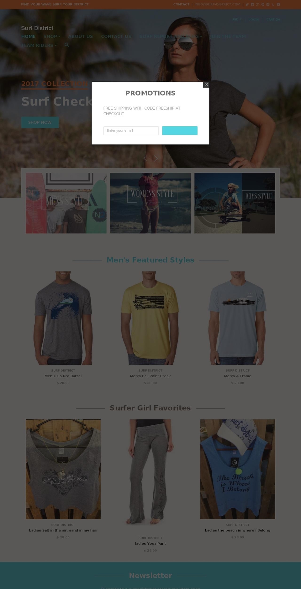 surfdistrictkids.com shopify website screenshot