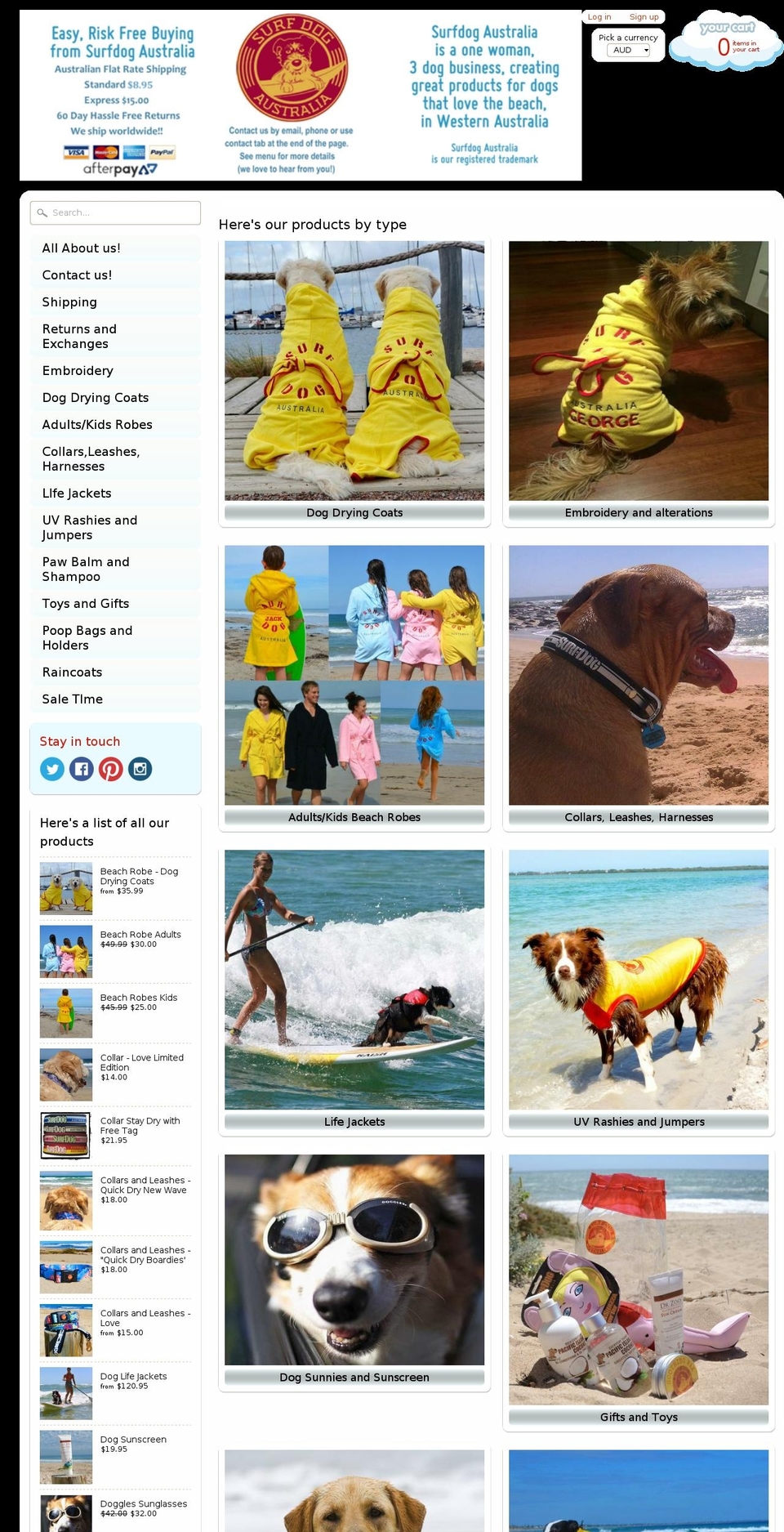 Masonry Shopify theme site example surfdogaustralia.com