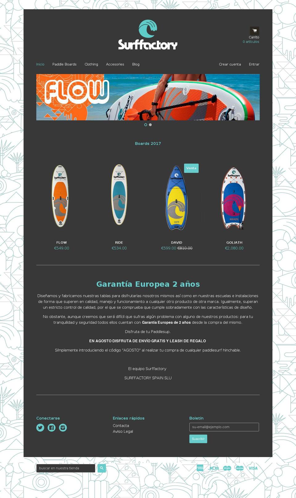 surffactory.es shopify website screenshot