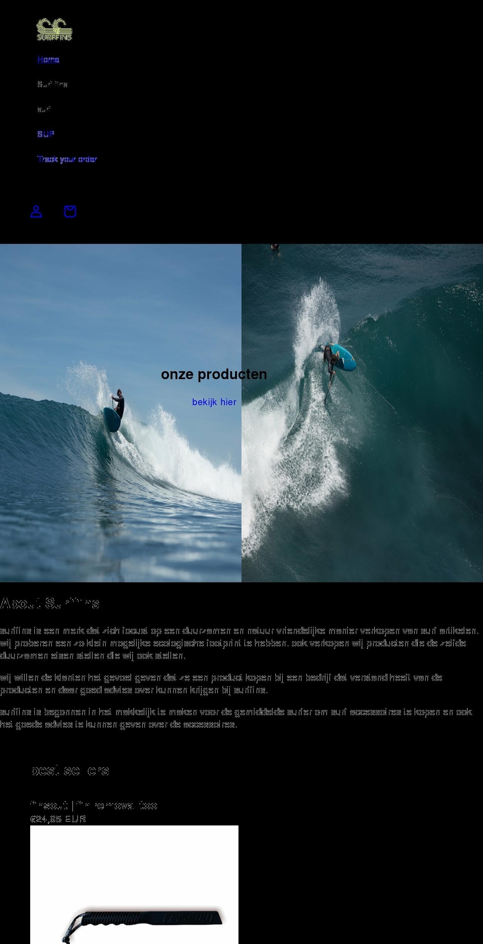 surffins.store shopify website screenshot