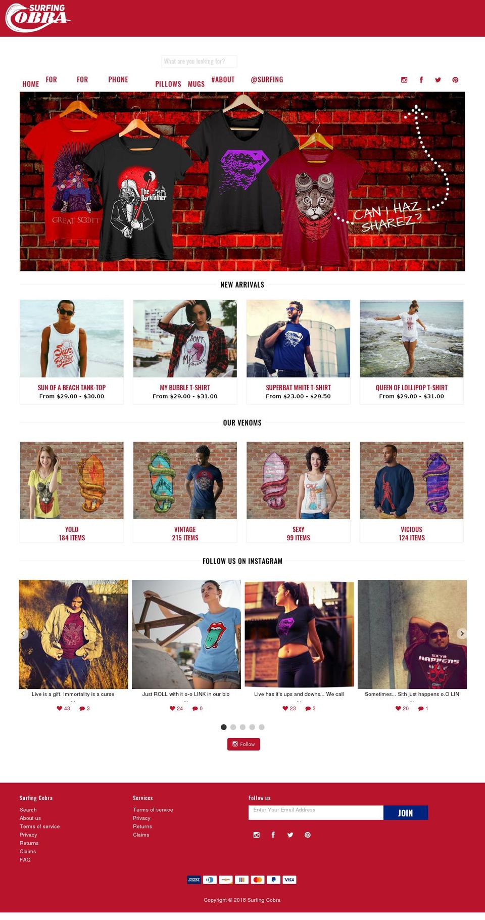 surfingcobra.com — Shopify storefront screenshot