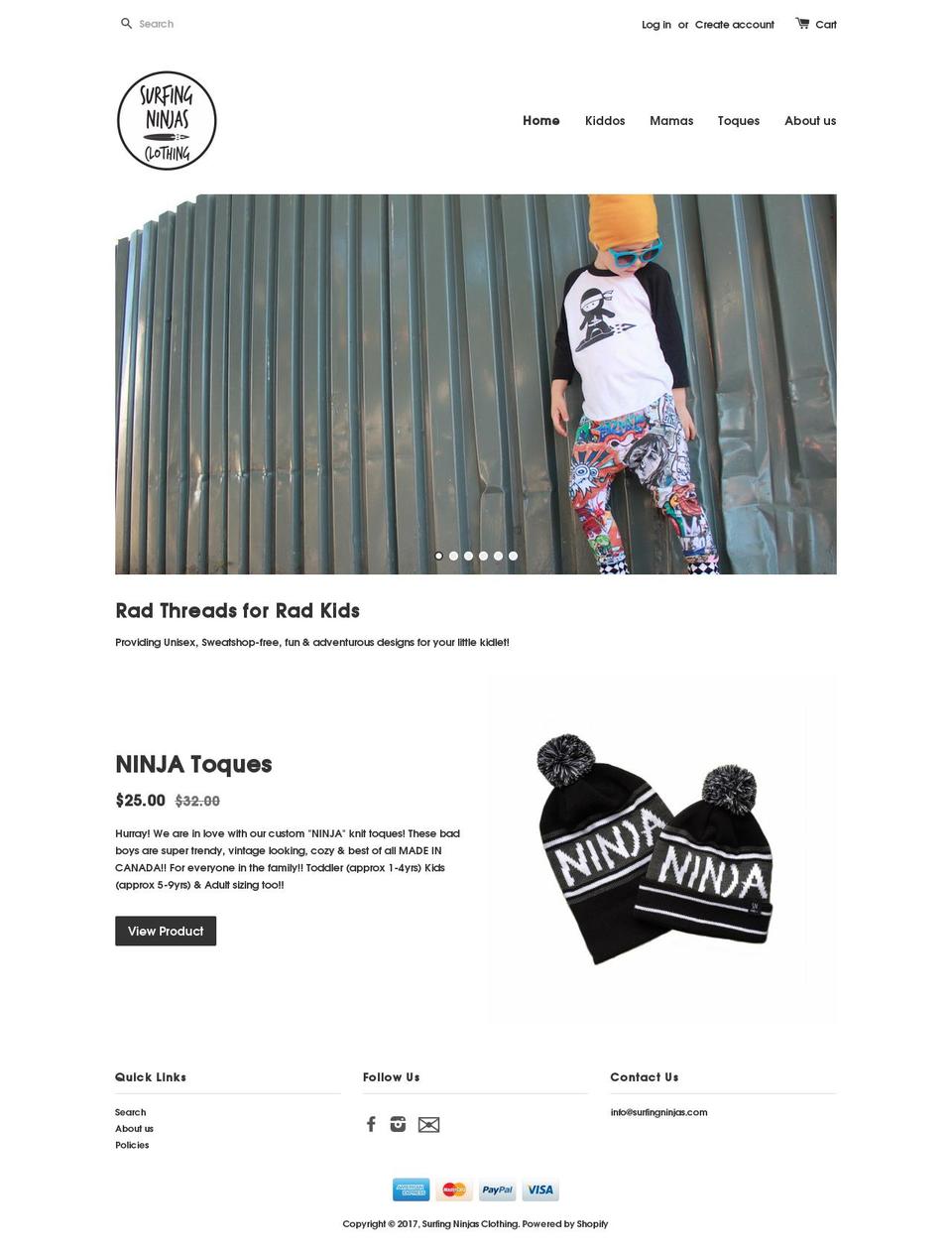 surfingninjas.com shopify website screenshot