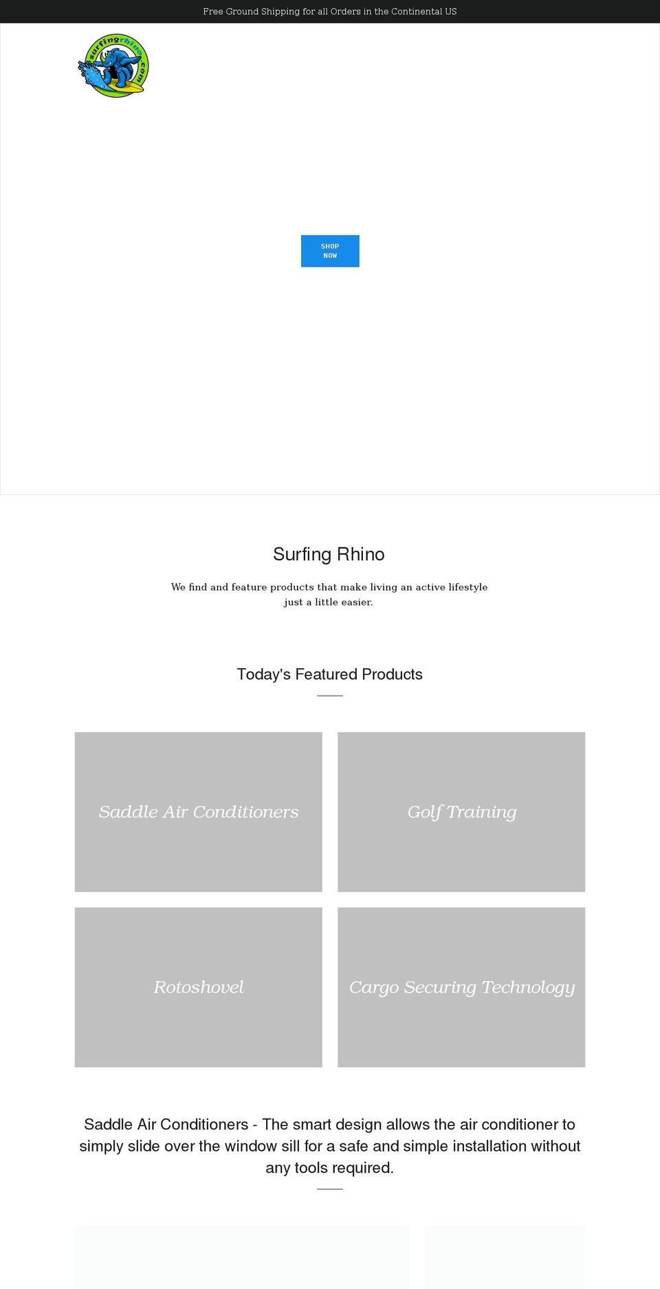 surfingrhino.net shopify website screenshot