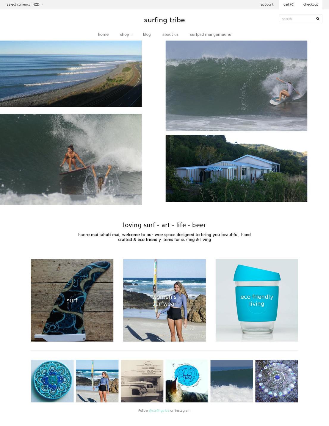 surfingtribe.co.nz shopify website screenshot