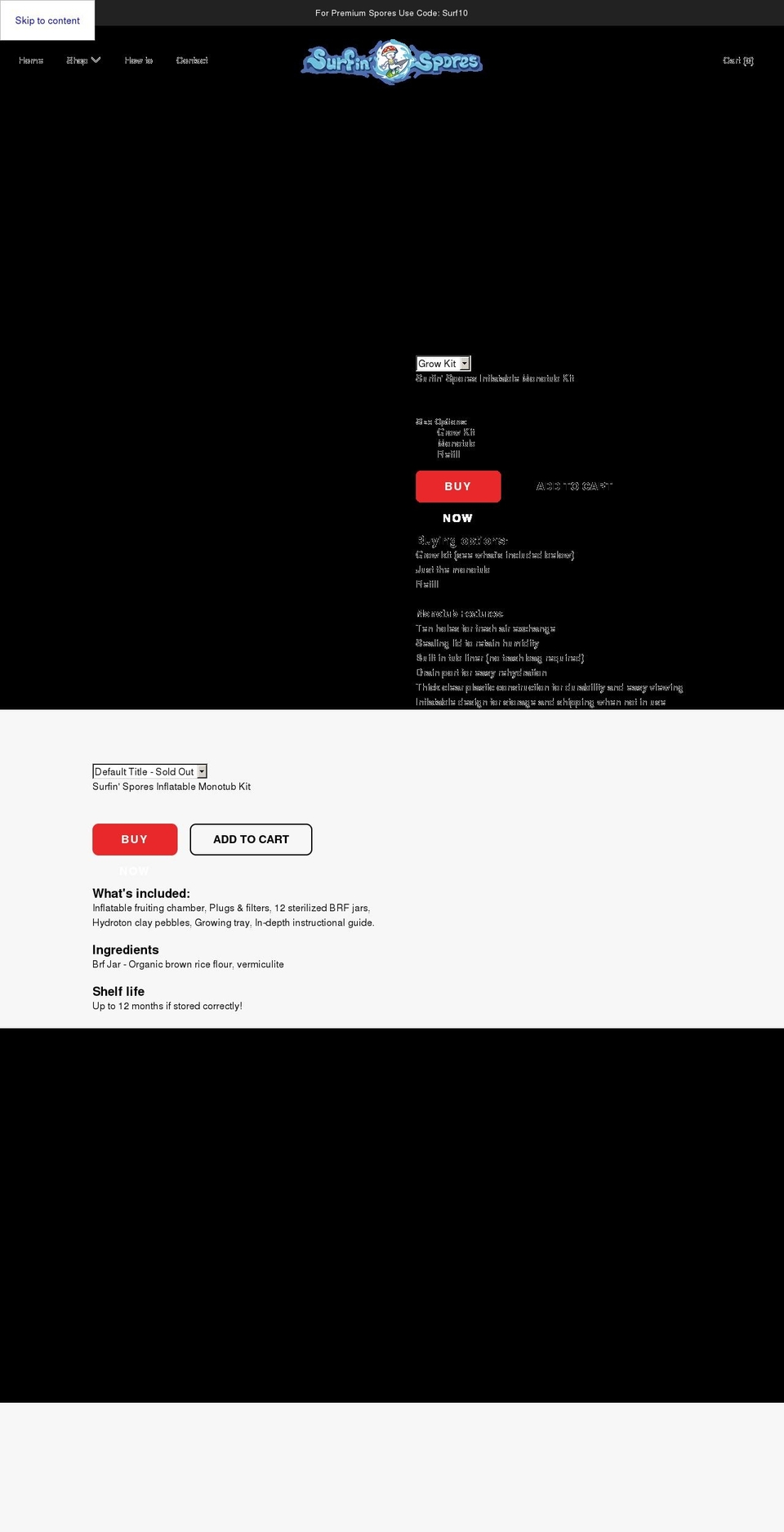 surfinspores.com shopify website screenshot