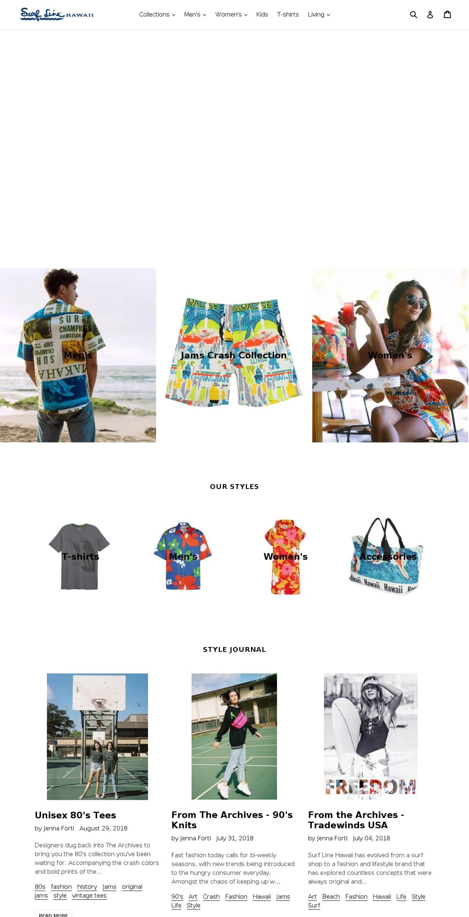 surflinehawaii.com — Shopify storefront screenshot