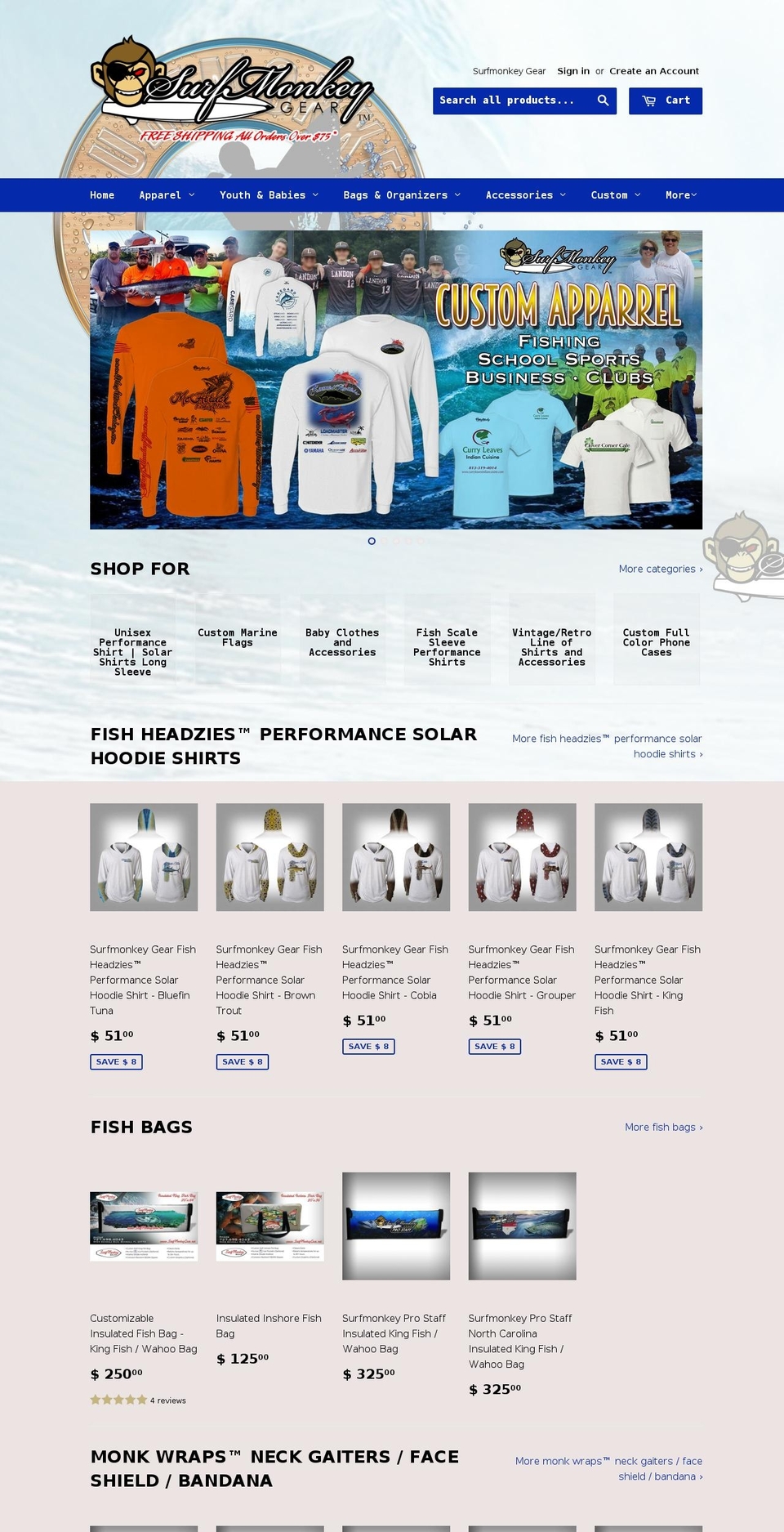 surfmonkeygear.com shopify website screenshot