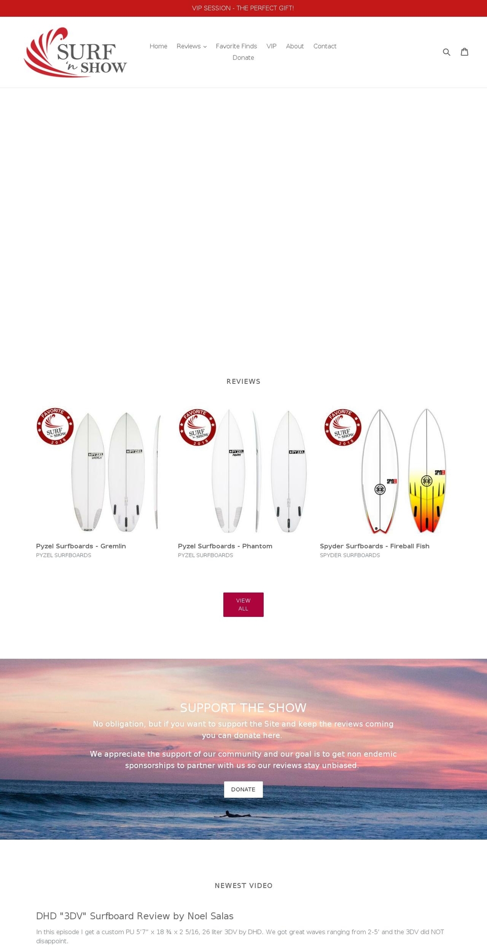 surfnshow.com shopify website screenshot