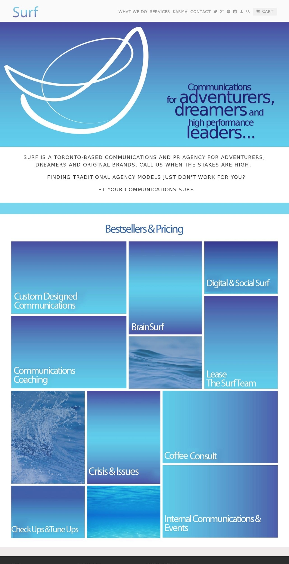 surfpublicrelations.com shopify website screenshot