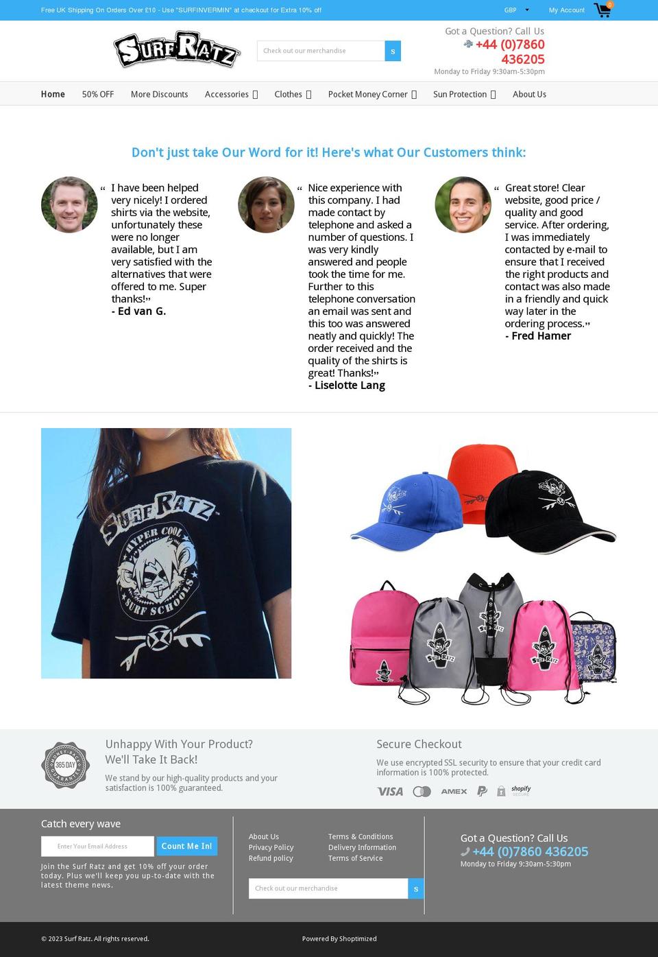 surfratz.com shopify website screenshot